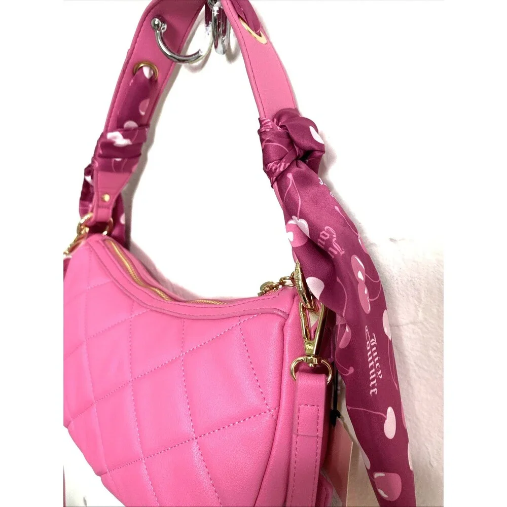 Juicy Couture Shoulder Bag with Scarf Holding The Line COHO Raspberry Hot Pink